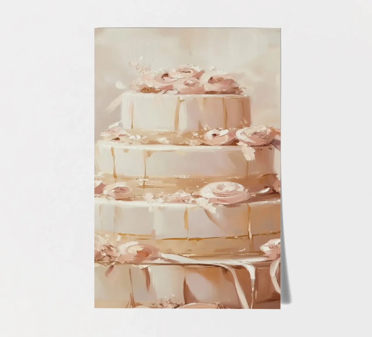 Four-Tiered Cake with Pink Flowers sticker sheet by Melloi Art Print