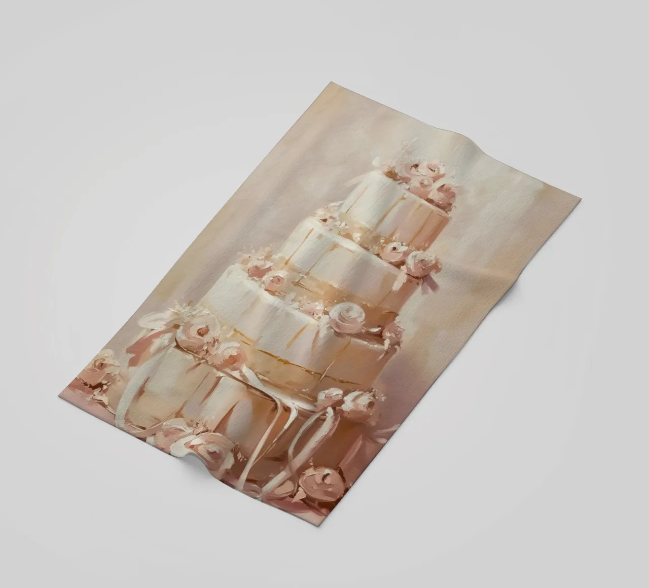 Torta a quattro piani con fiori rosa telo mare da Melloi Art Print