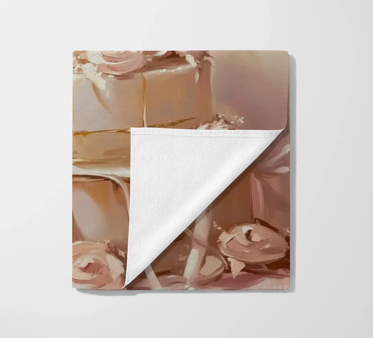 Torta a quattro piani con fiori rosa telo mare da Melloi Art Print