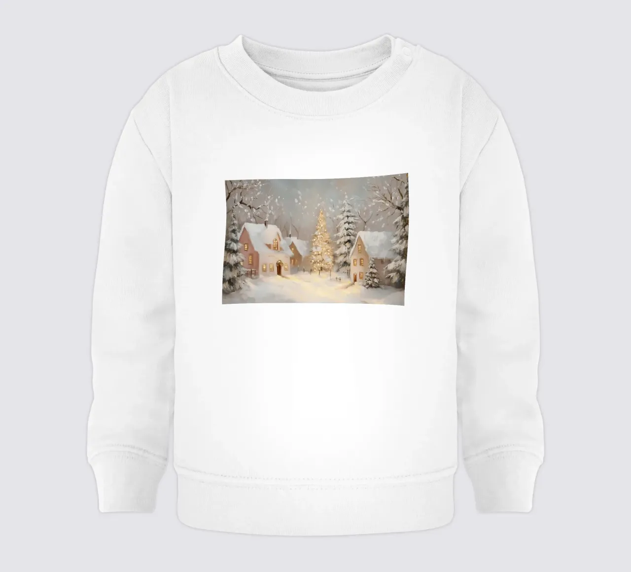 Pueblo de invierno con árbol de Navidad sudadera de bebé de Melloi Art Print