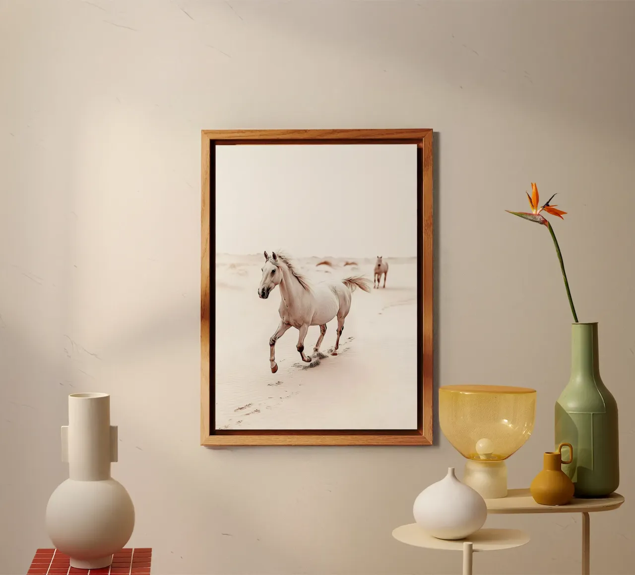 Cavallo sulla spiaggia minimalista - Collezione La Plage alluminio dibond da Conde Arte