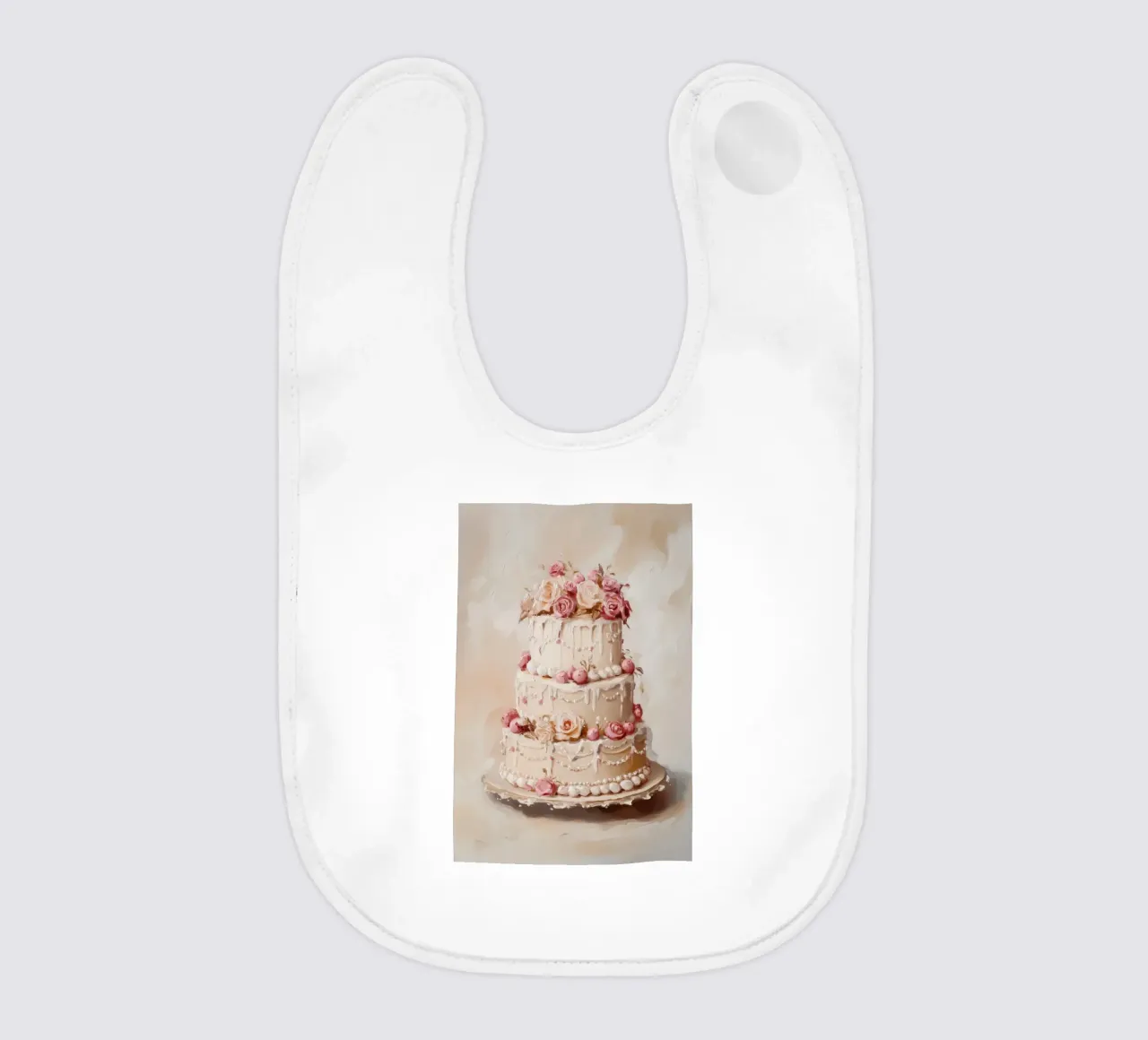 Torta con rose bianche e rosa bavaglino da Melloi Art Print