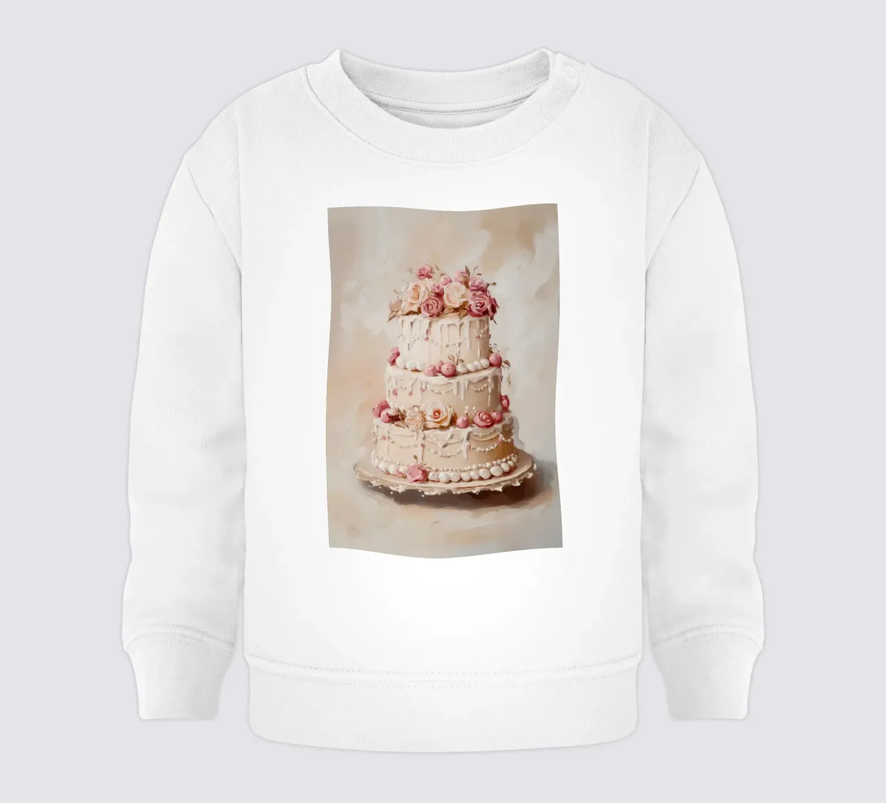 Torta con rose bianche e rosa felpa neonato da Melloi Art Print