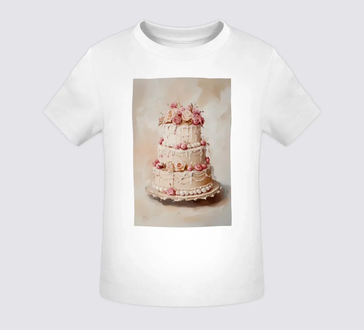 Torta con rose bianche e rosa maglietta neonato da Melloi Art Print