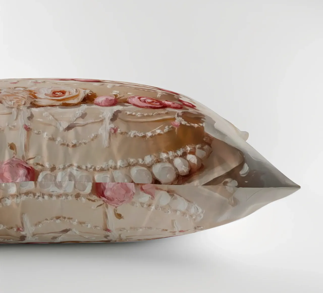 Torta con rose bianche e rosa cuscino da Melloi Art Print