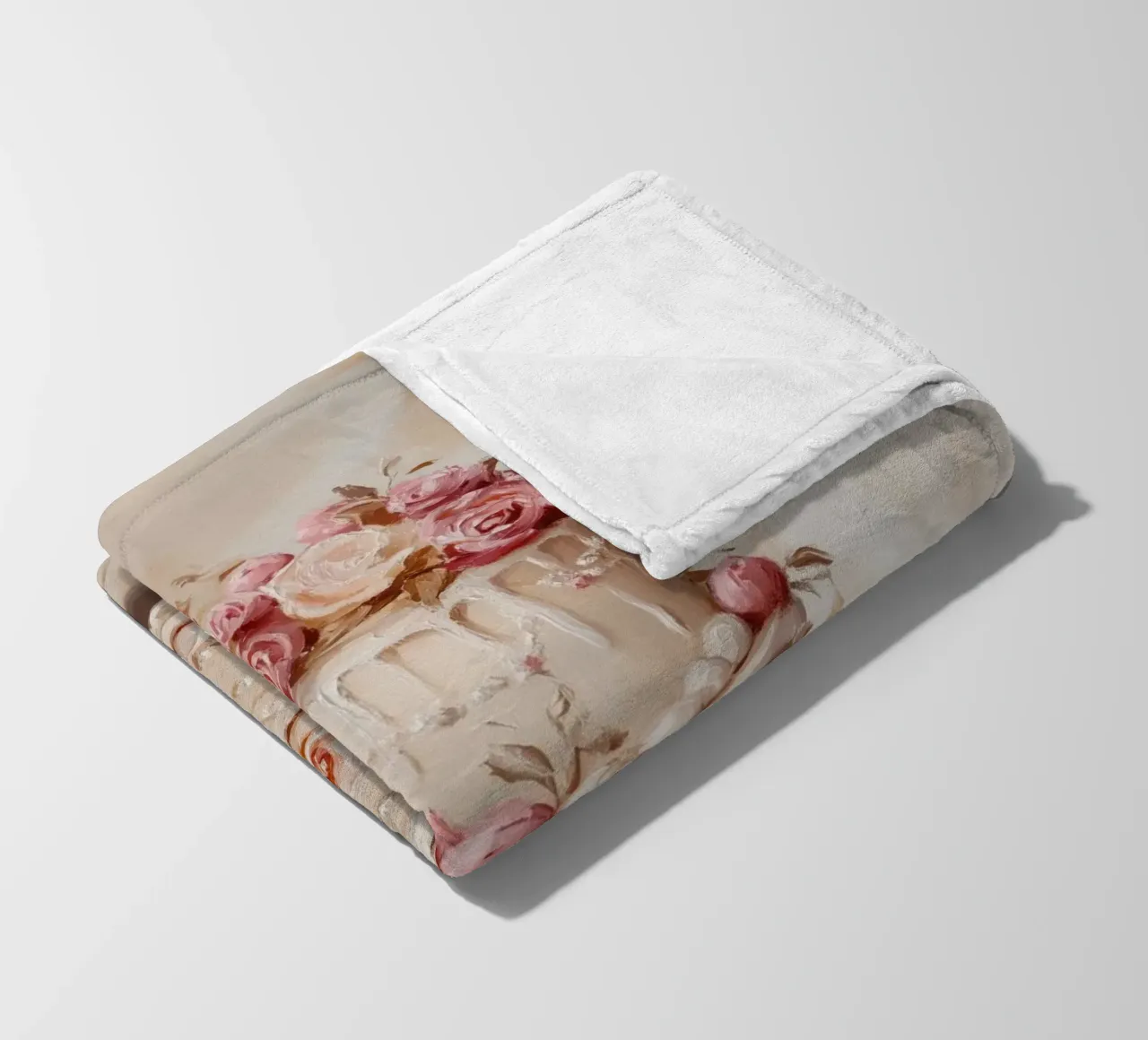 Torta con rose bianche e rosa coperta in pile da Melloi Art Print