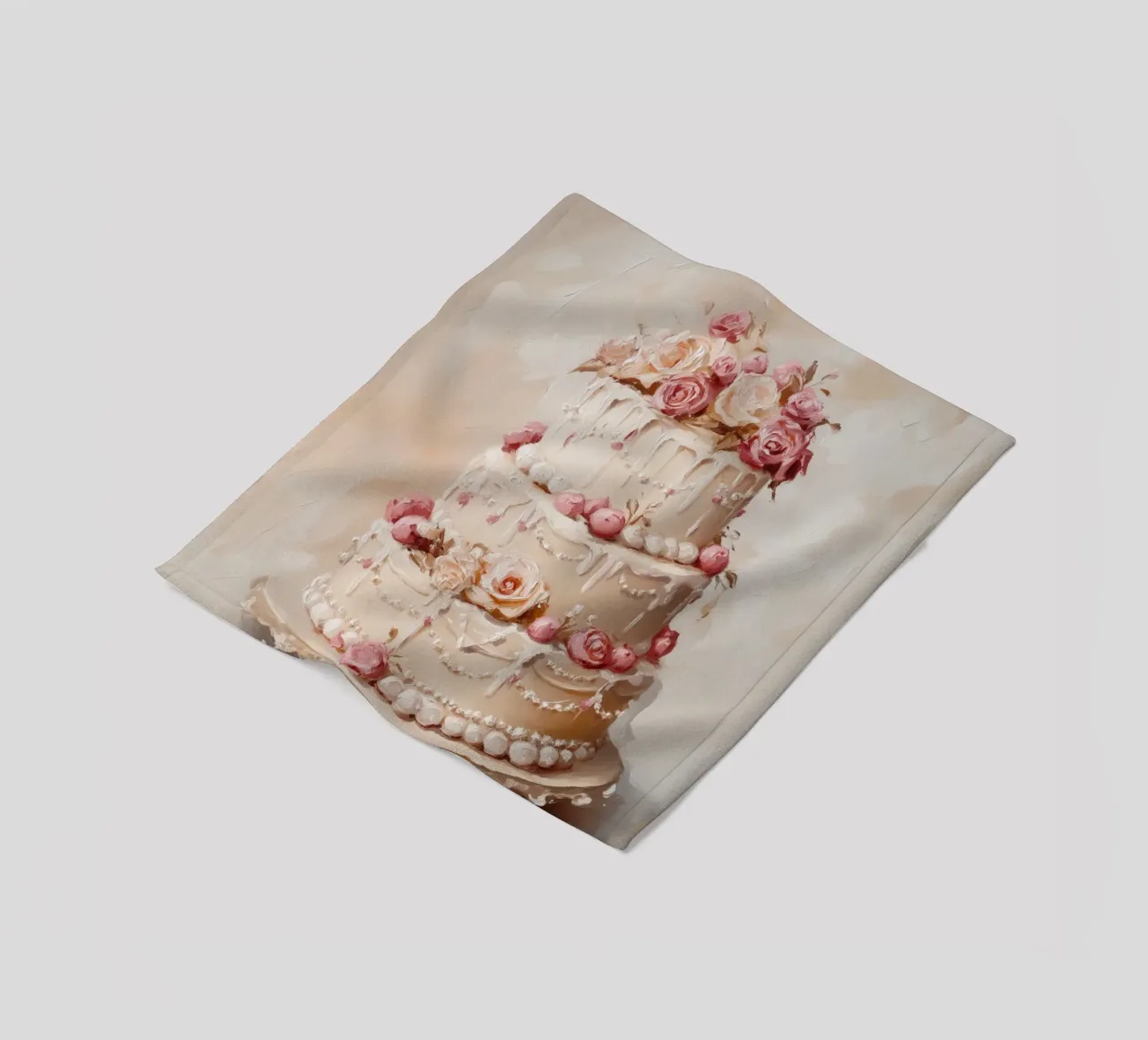 Torta con rose bianche e rosa coperta in pile da Melloi Art Print
