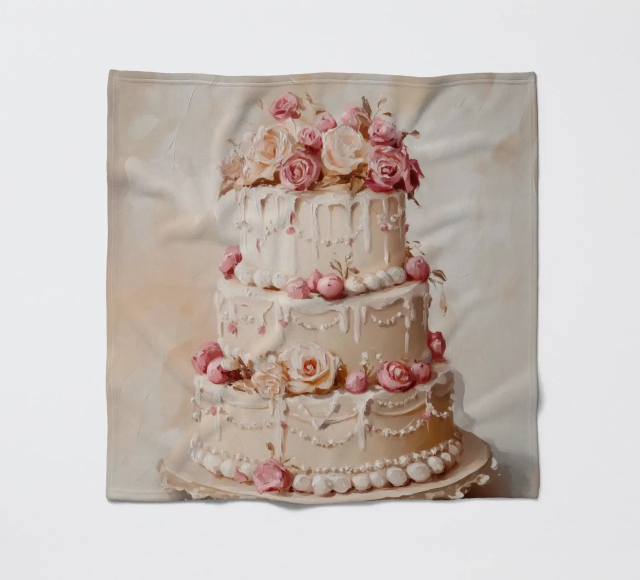 Torta con rose bianche e rosa coperta in pile da Melloi Art Print