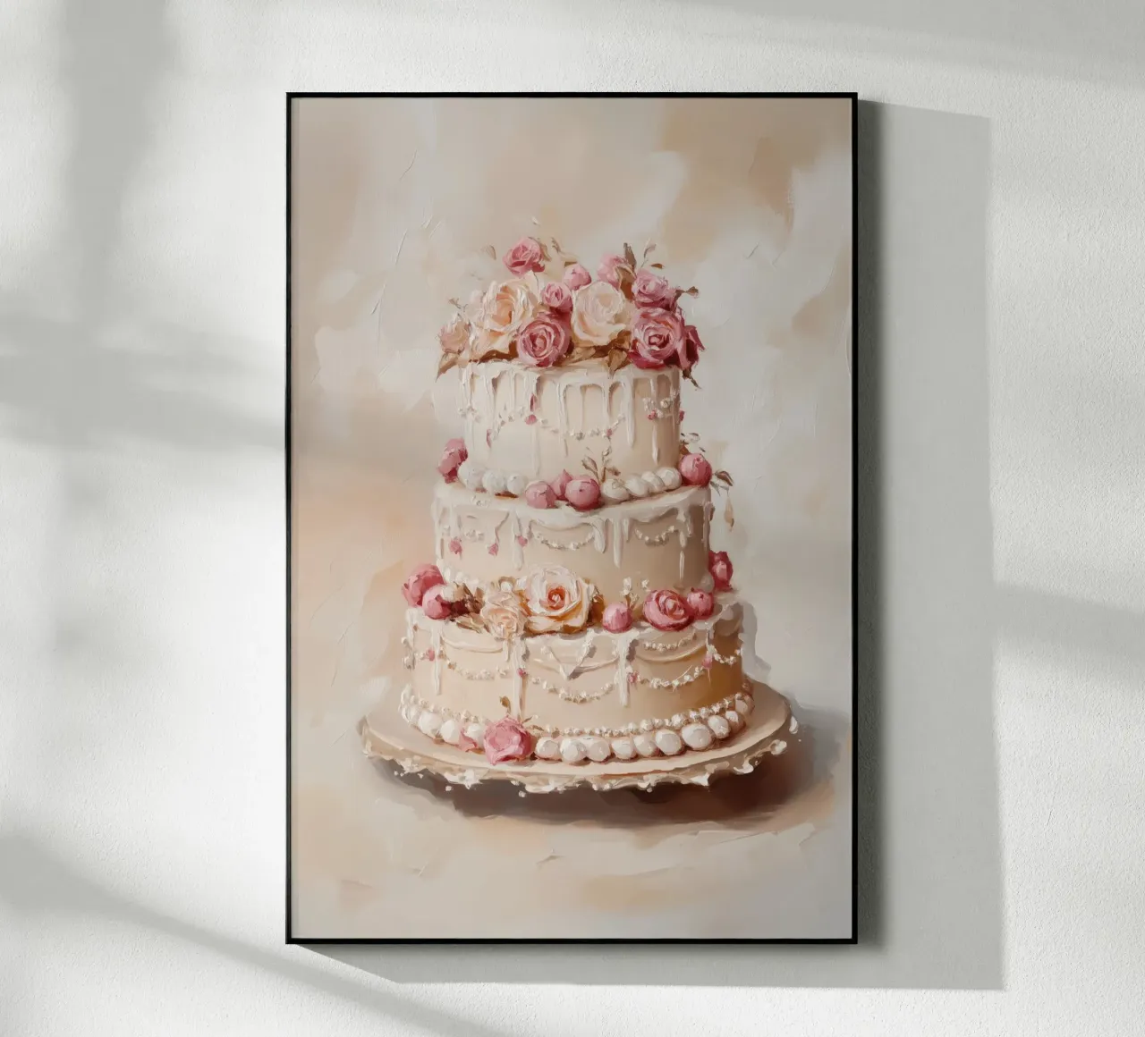 Torta con rose bianche e rosa plexiglass da Melloi Art Print