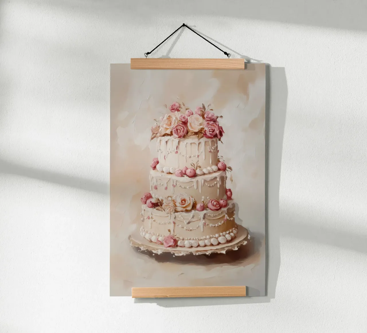 Torta con rose bianche e rosa carta hahnemühle da Melloi Art Print
