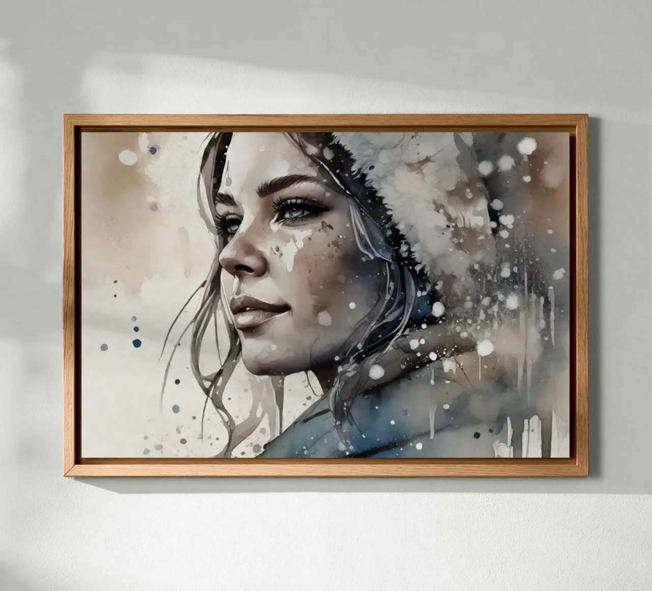 Una bella donna in un paese delle meraviglie invernale tela con Cornice a cassetta da ArtDesign by KBK