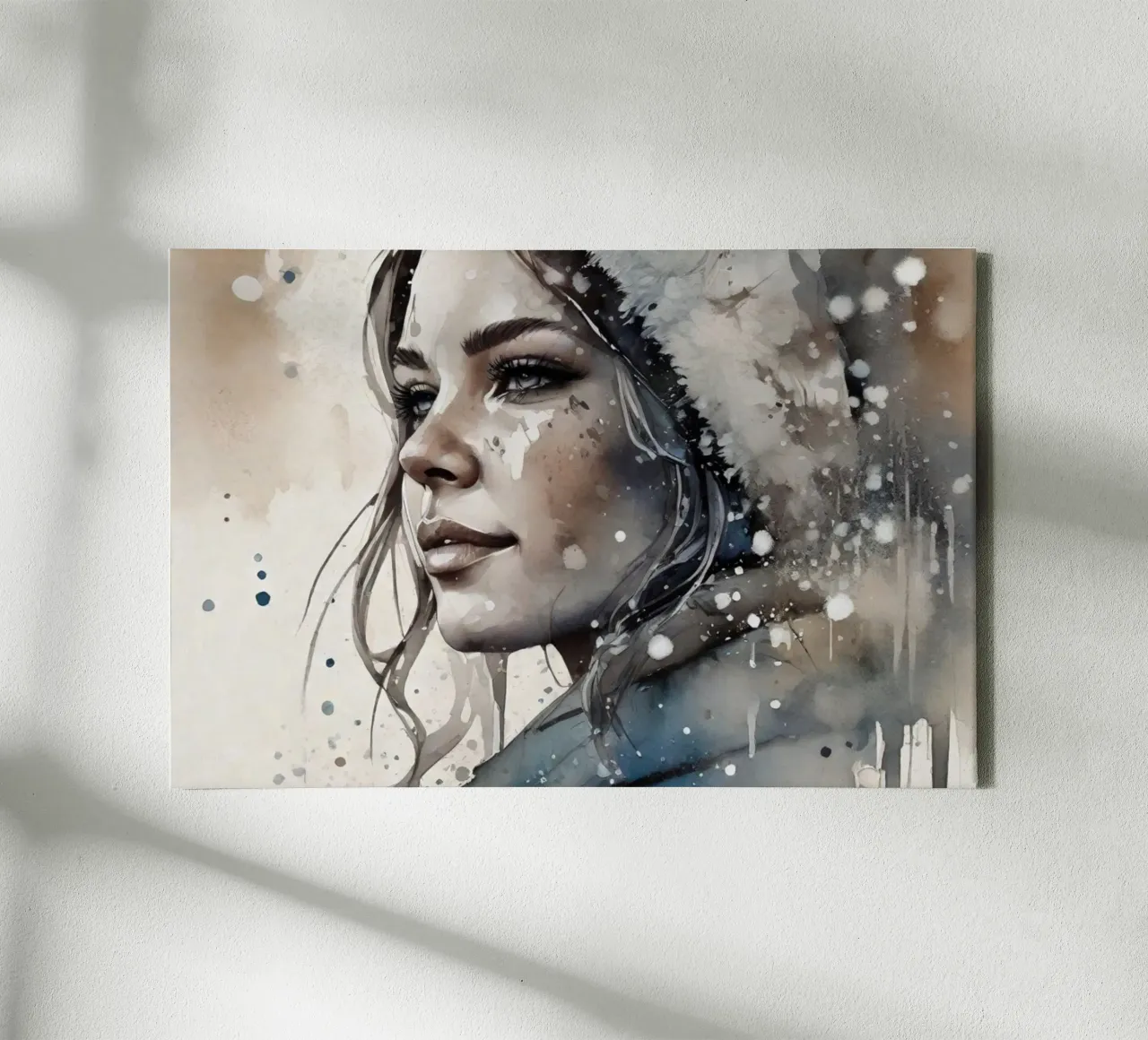 Una bella donna in un paese delle meraviglie invernale tela con Cornice a cassetta da ArtDesign by KBK