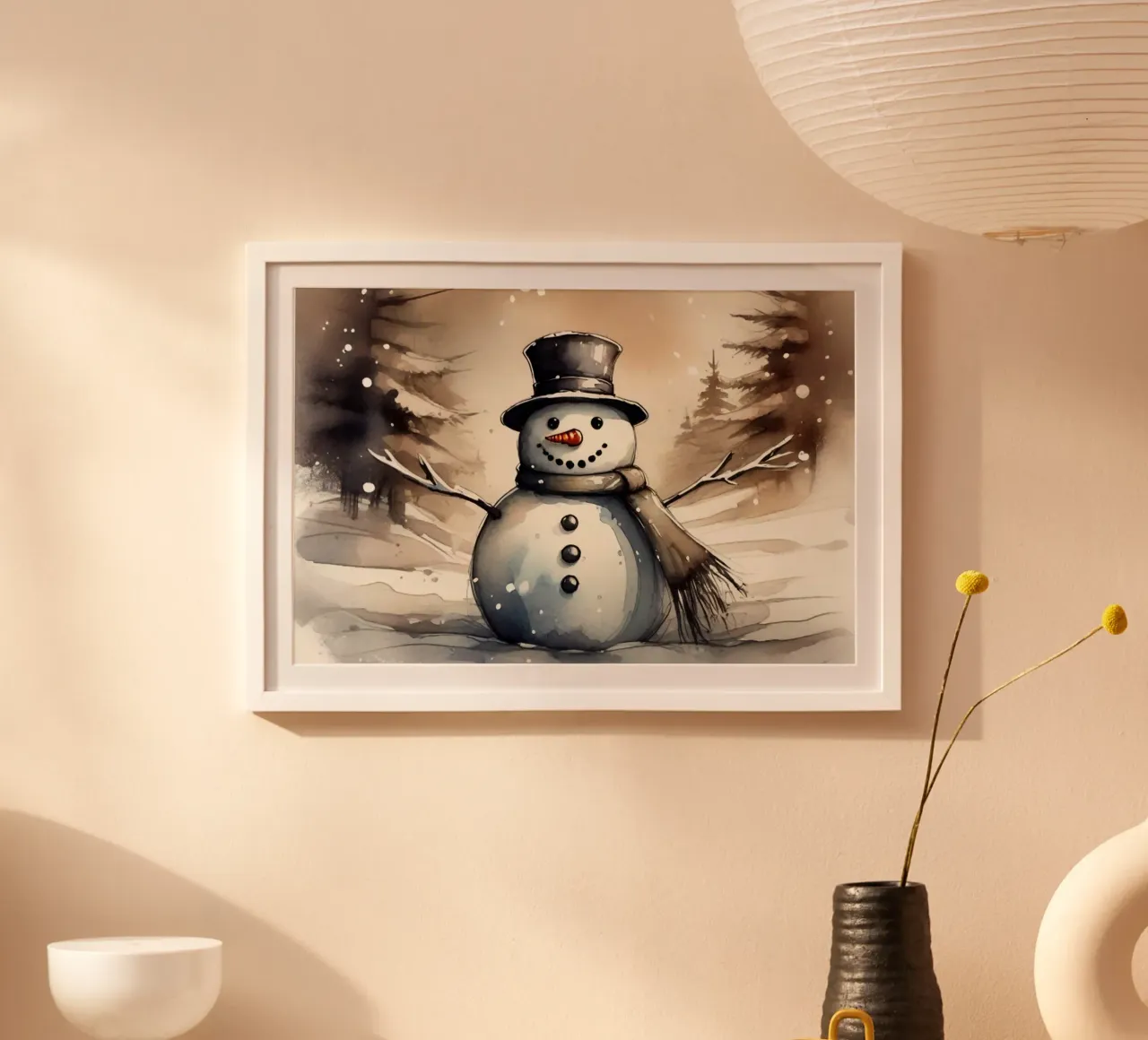 Pupazzo di neve poster con telaio in alluminio da ArtDesign by KBK
