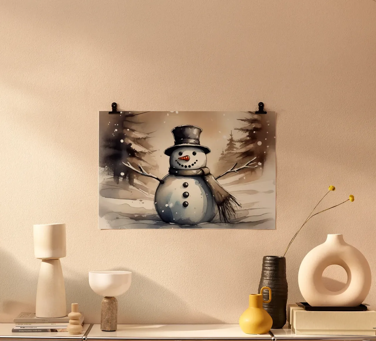 Pupazzo di neve poster con telaio in alluminio da ArtDesign by KBK