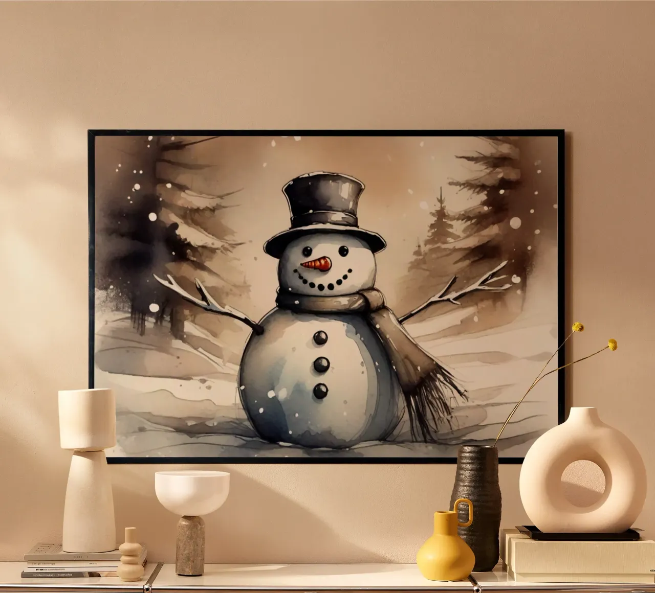 Pupazzo di neve poster con telaio in alluminio da ArtDesign by KBK