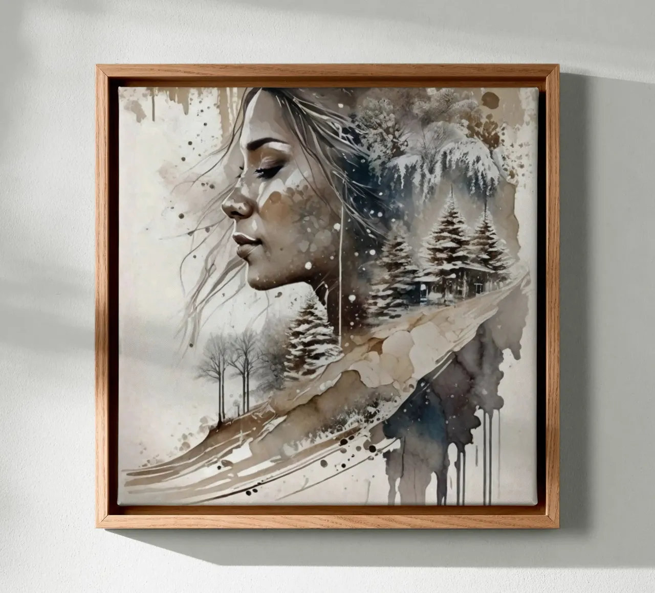 Mooie vrouw in een winterwonderland II canvas met Baklijst van ArtDesign by KBK
