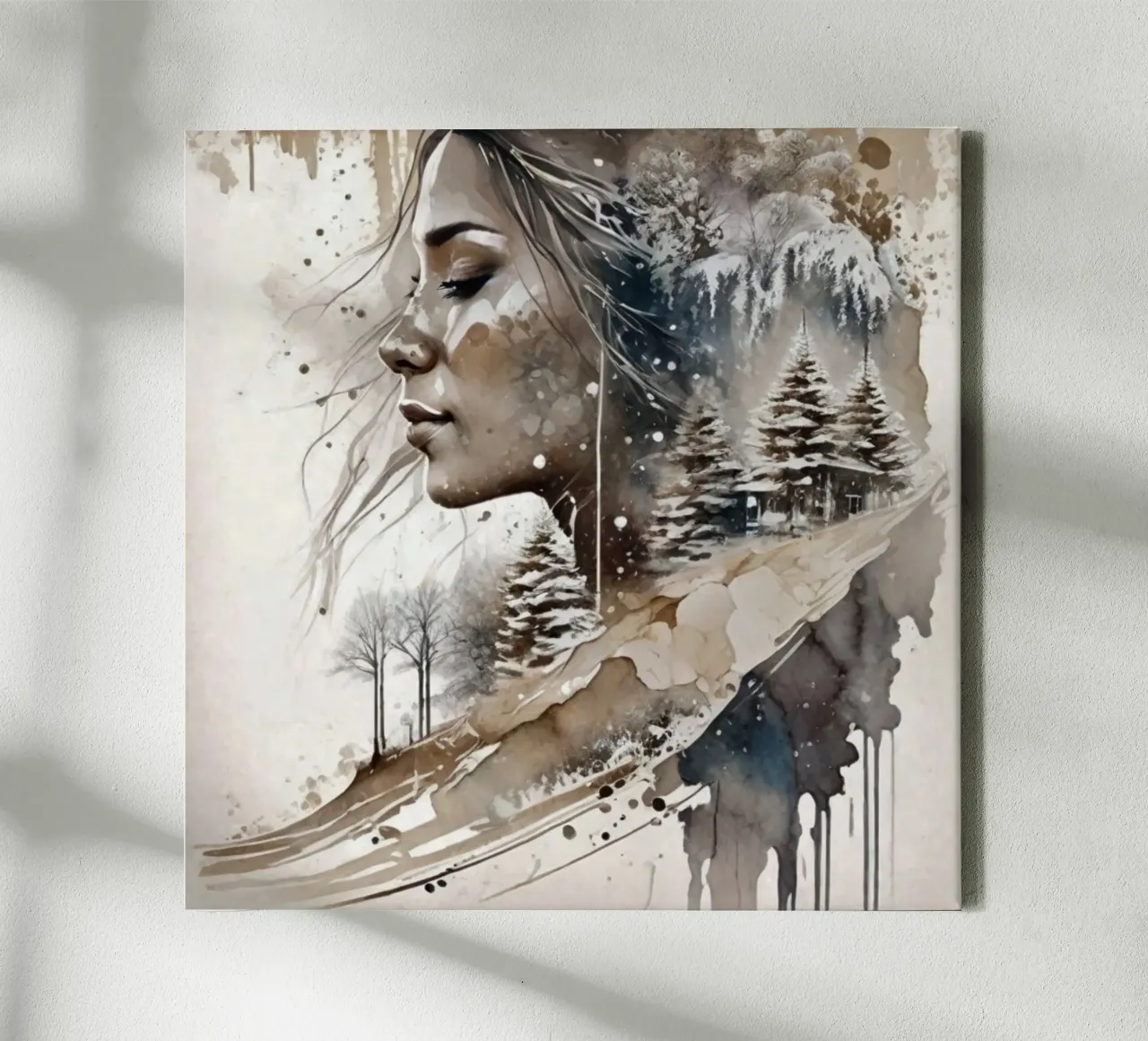 Mooie vrouw in een winterwonderland II canvas met Baklijst van ArtDesign by KBK