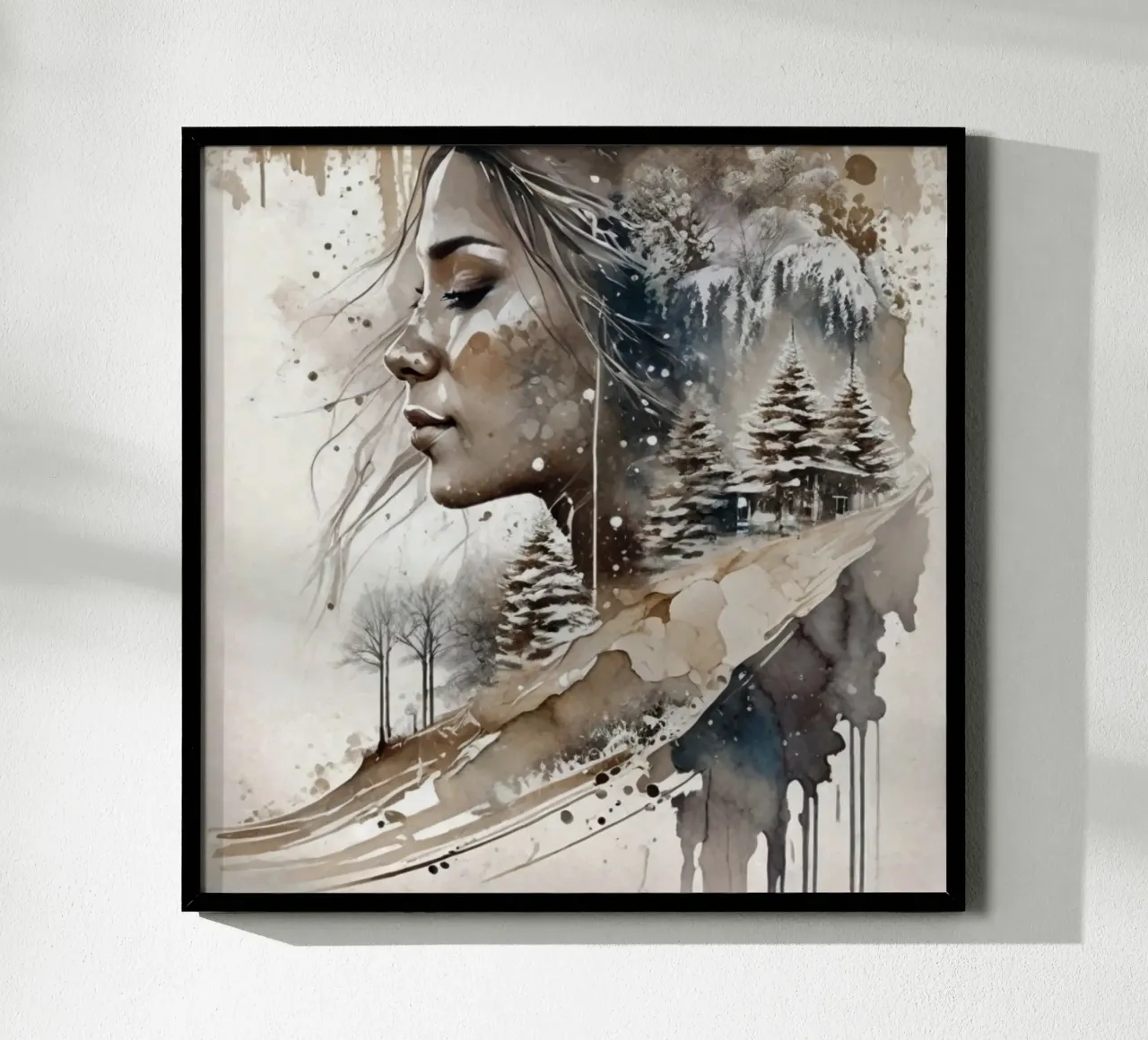 Bella donna in un paese delle meraviglie invernale II poster con telaio in legno da ArtDesign by KBK