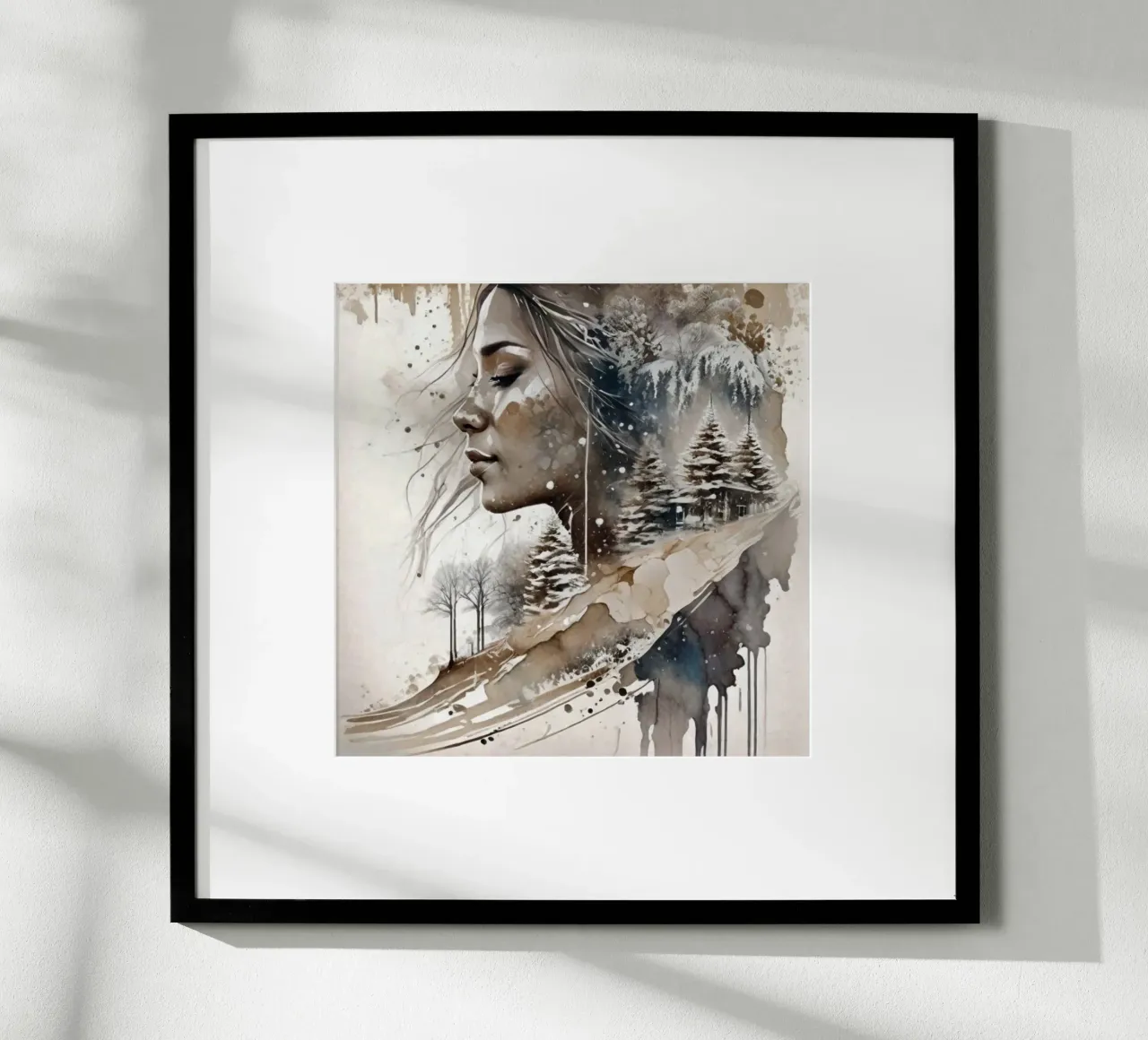 Bella donna in un paese delle meraviglie invernale II poster con telaio in legno da ArtDesign by KBK