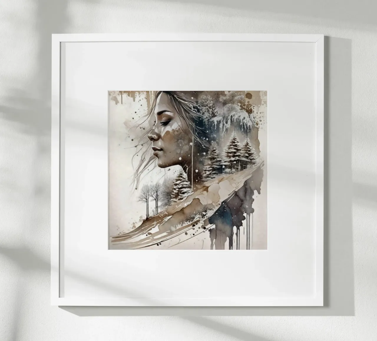 Bella donna in un paese delle meraviglie invernale II poster con telaio in legno da ArtDesign by KBK