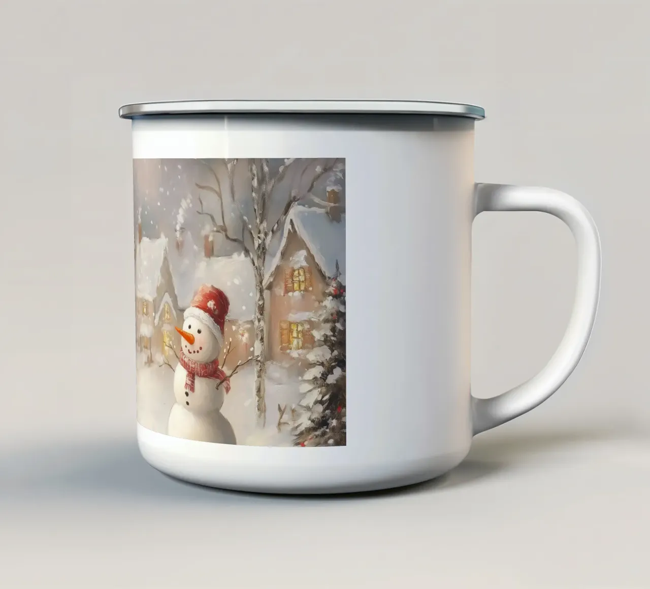 Accogliente villaggio invernale tazza in smalto da Melloi Art Print