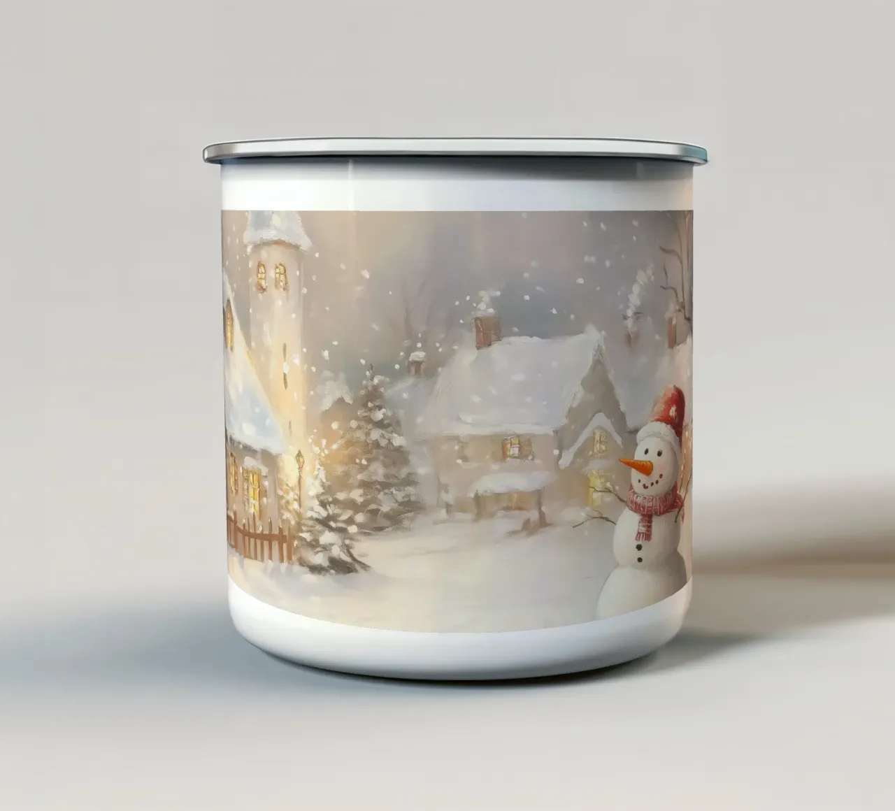 Accogliente villaggio invernale tazza in smalto da Melloi Art Print