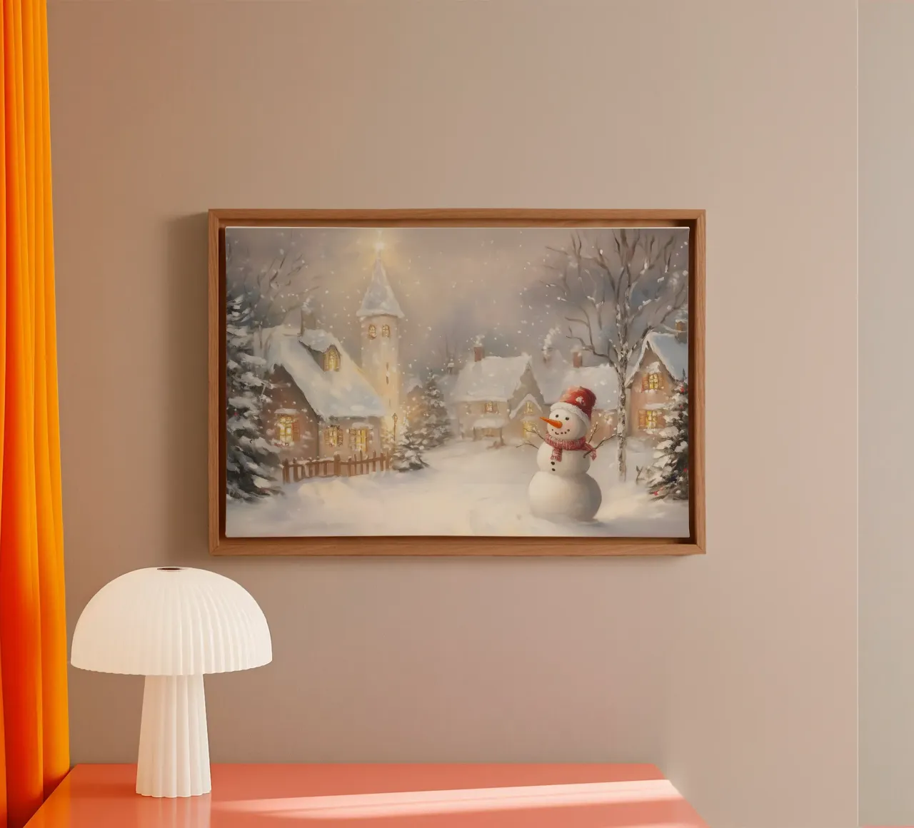 Gezellig winterdorp canvas met Baklijst van Melloi Art Print