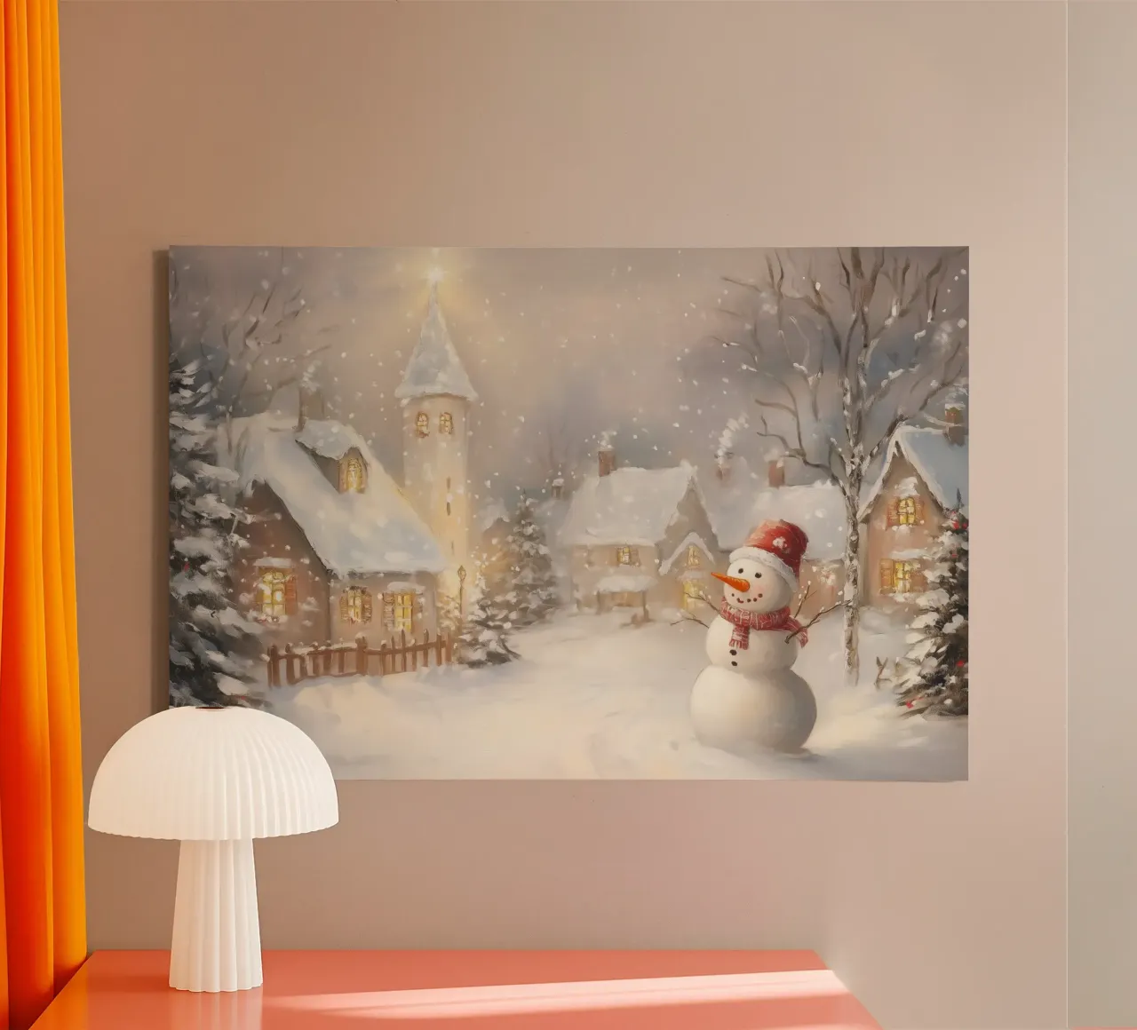 Gezellig winterdorp canvas met Baklijst van Melloi Art Print