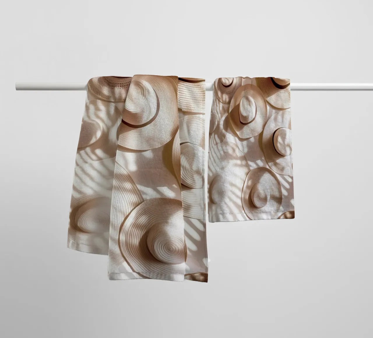 Straw hats on the beach - La Plage Collection towel by Conde Arte