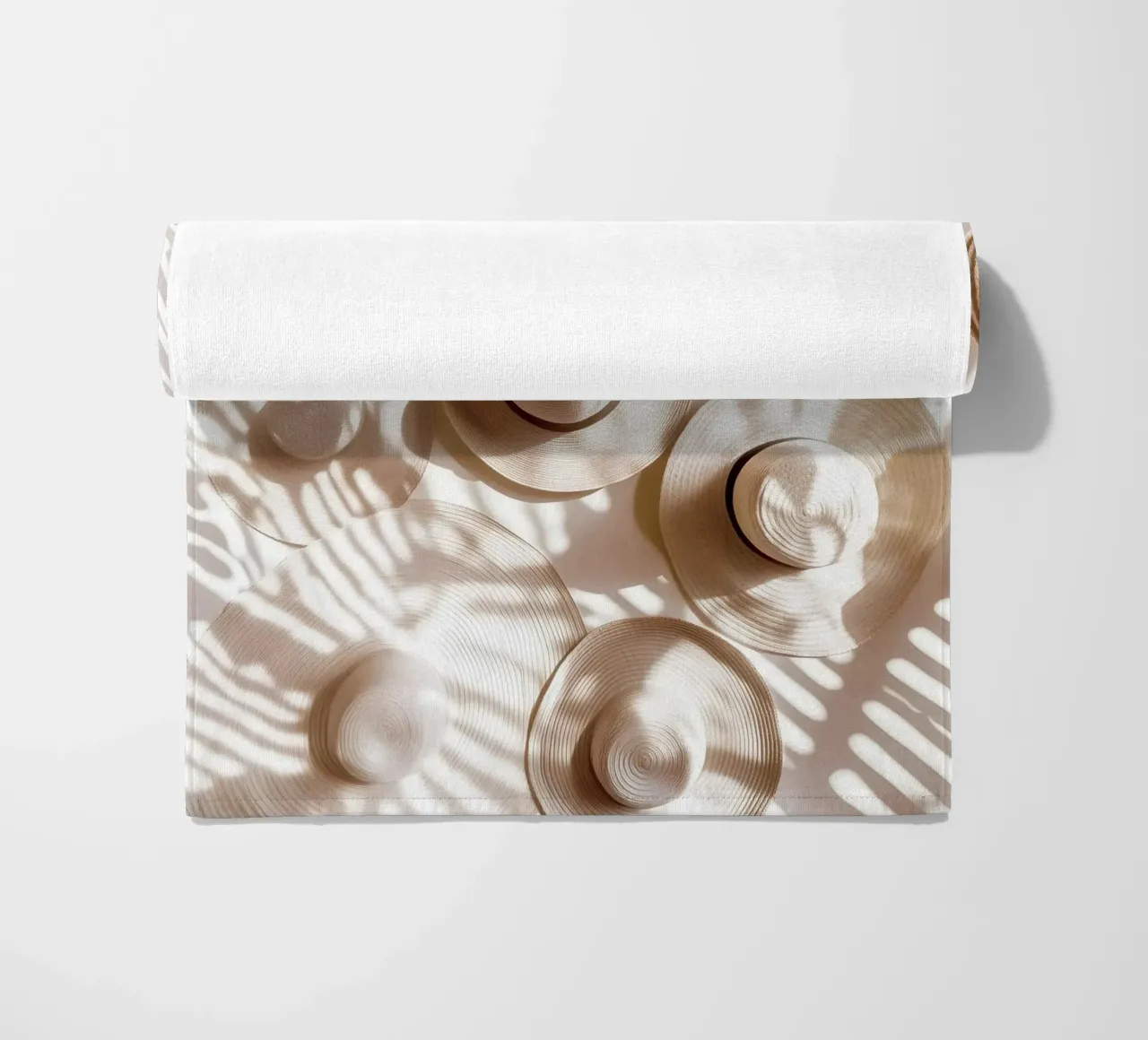 Straw hats on the beach - La Plage Collection beach towel by Conde Arte