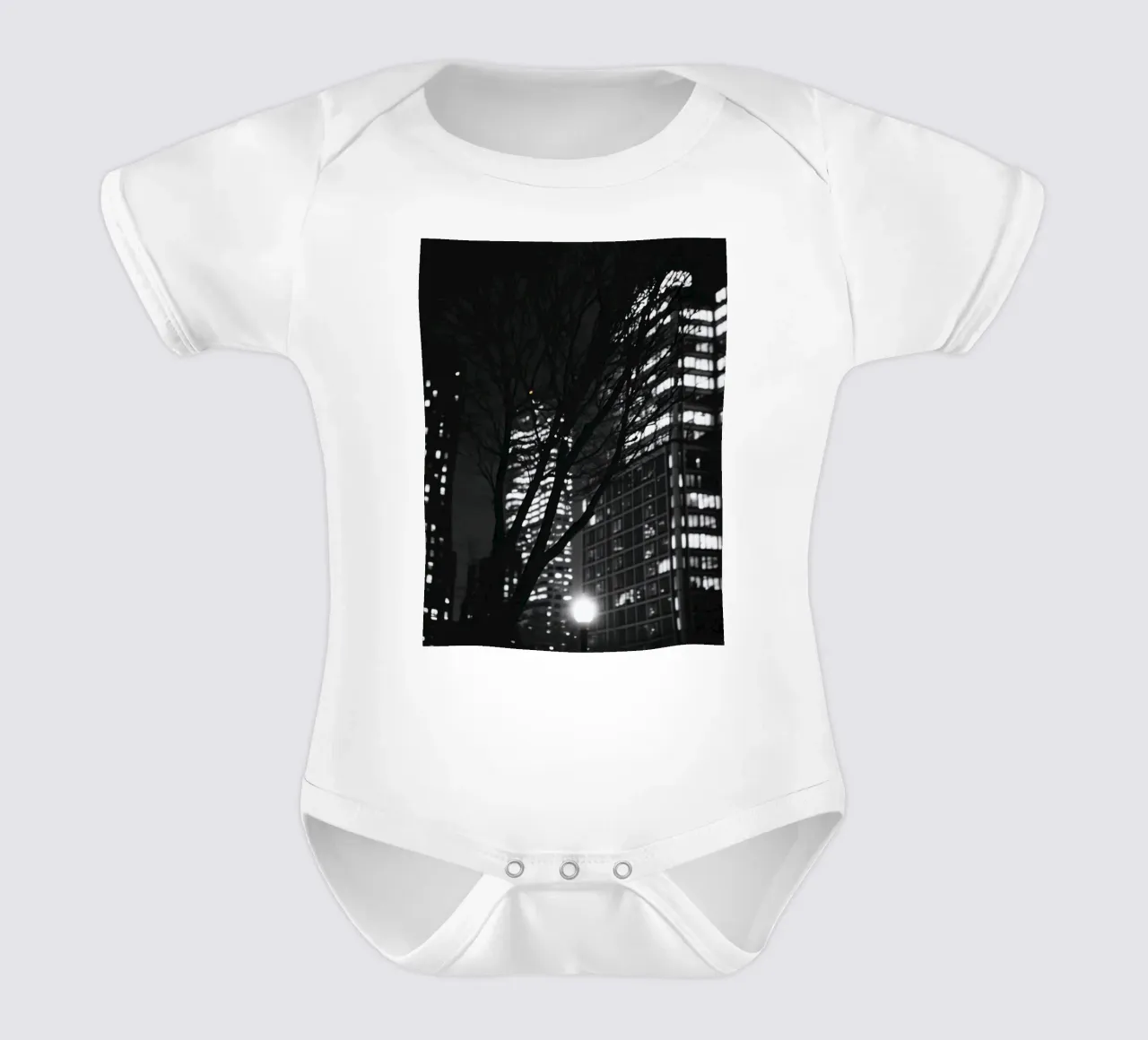 Dunkle Stadtnacht Kurzarm Babybody von Black & White