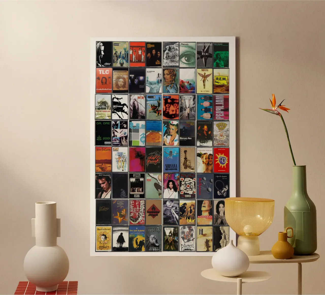 Il meglio della musica degli anni '90 - Stampa cassetta vintage anni '90 tela con Cornice a cassetta da MrMustardPrints