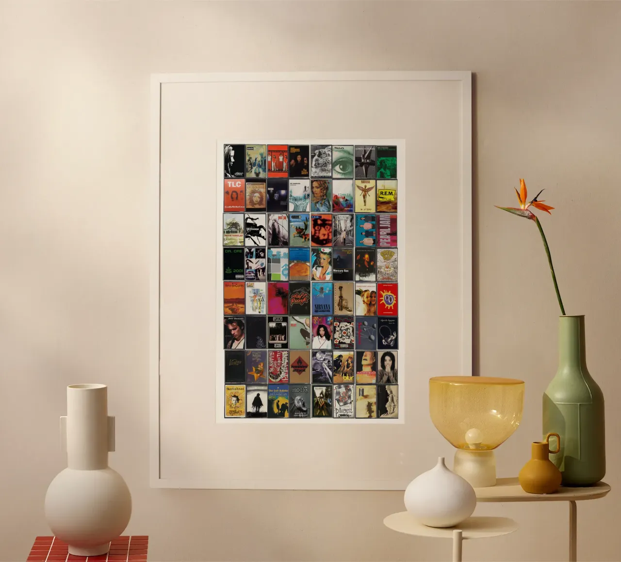 Il meglio della musica degli anni '90 - Stampa cassetta vintage anni '90 poster con telaio in plastica da MrMustardPrints