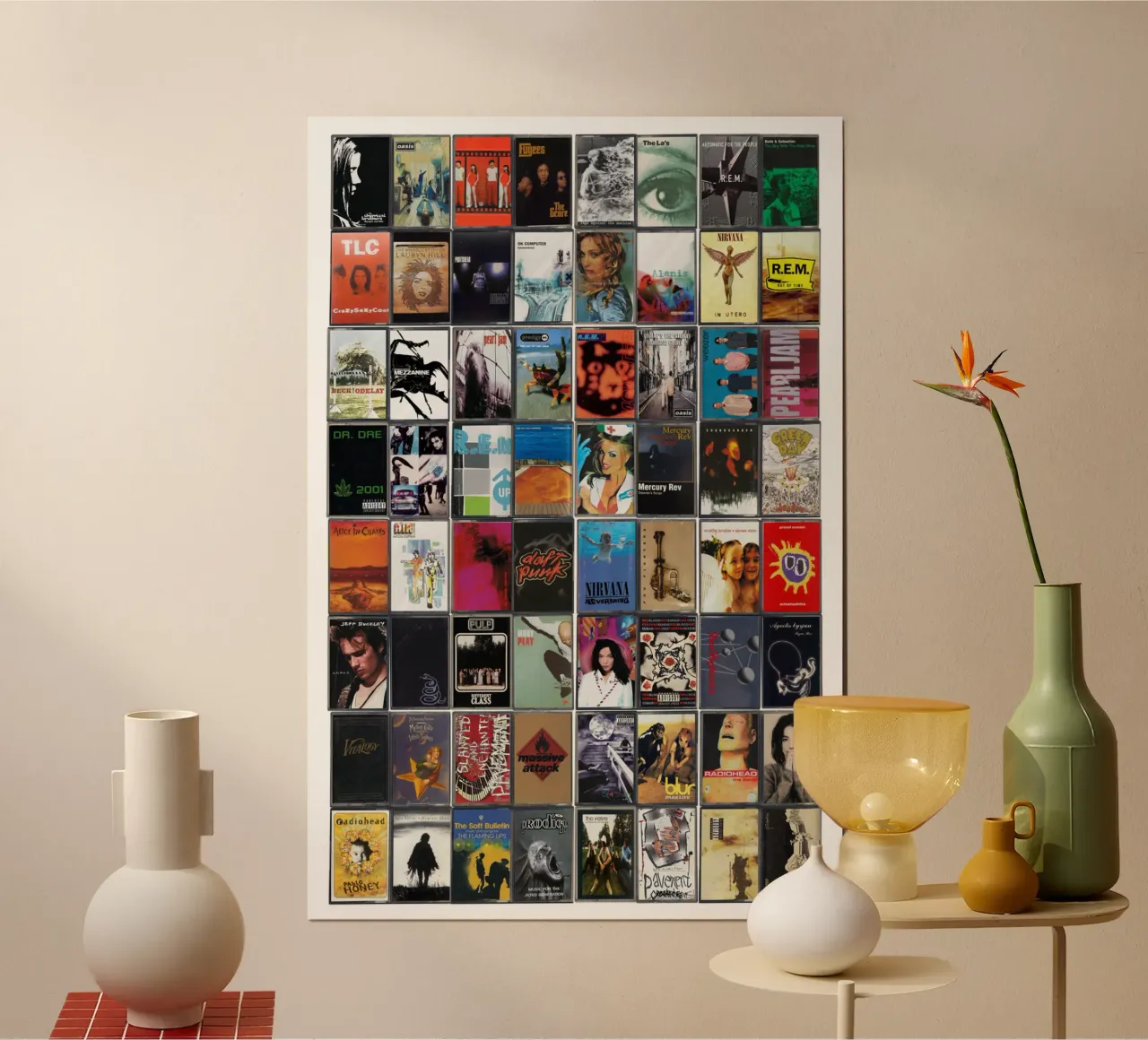 Il meglio della musica degli anni '90 - Stampa cassetta vintage anni '90 poster con telaio in plastica da MrMustardPrints