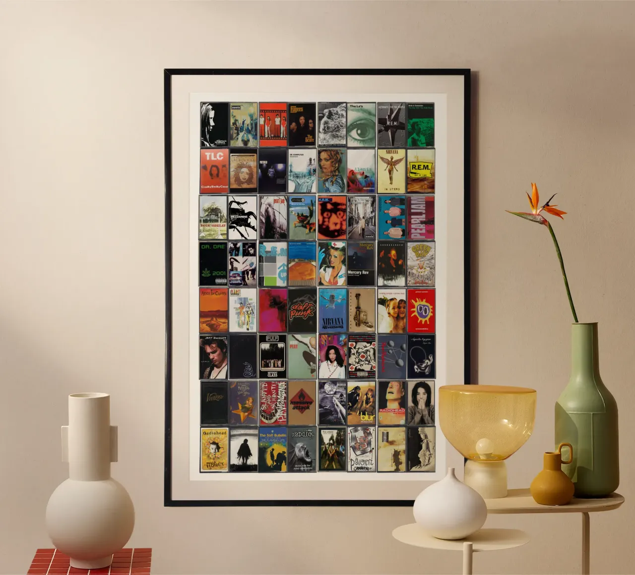 Il meglio della musica degli anni '90 - Stampa cassetta vintage anni '90 poster con telaio in plastica da MrMustardPrints