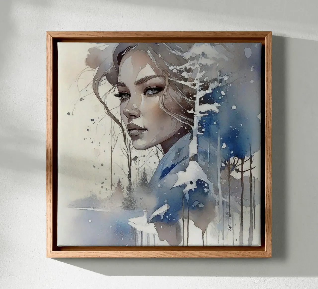 Mooie vrouw in een winterlandschap III canvas met Baklijst van ArtDesign by KBK