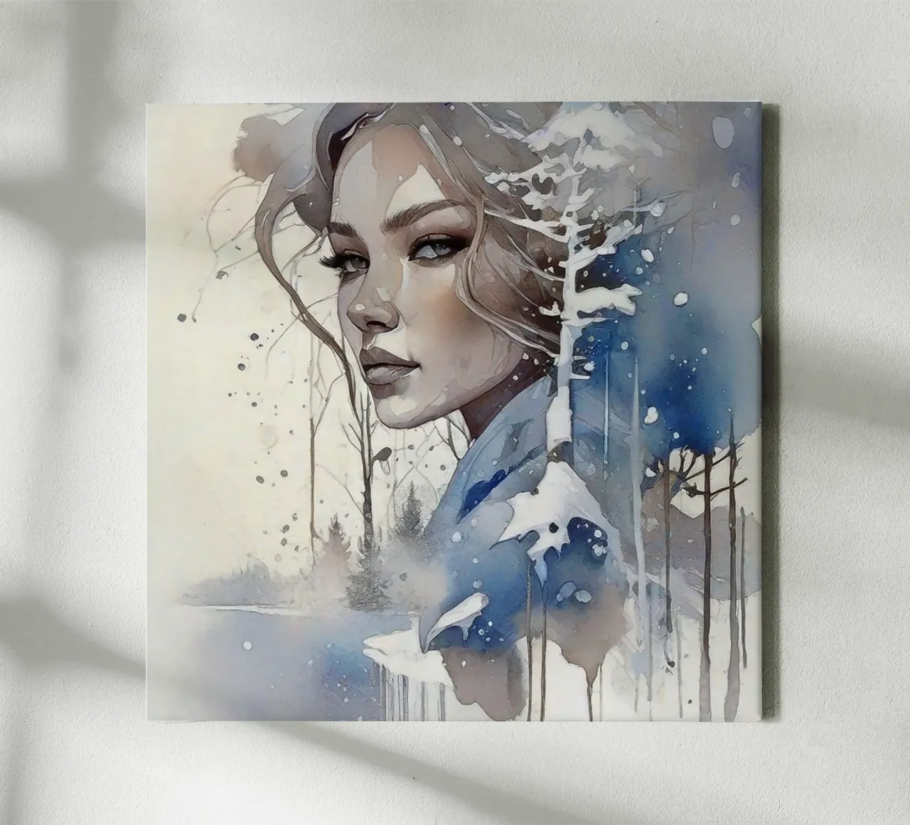 Mooie vrouw in een winterlandschap III canvas met Baklijst van ArtDesign by KBK