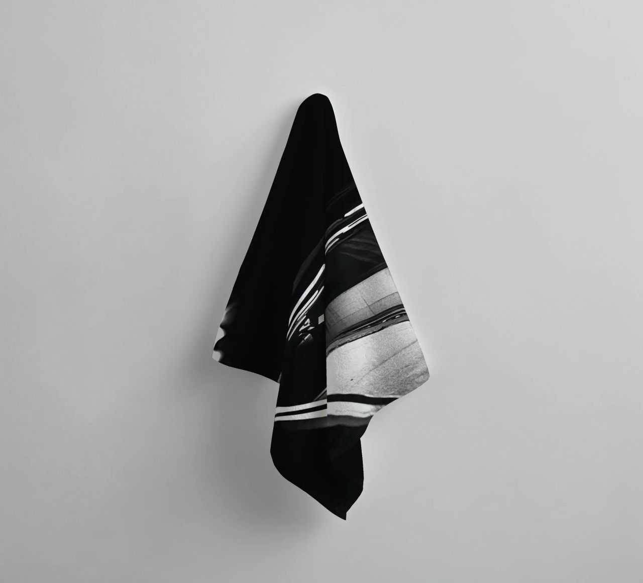 Dark and inaccessible metro platform towel by Black & White