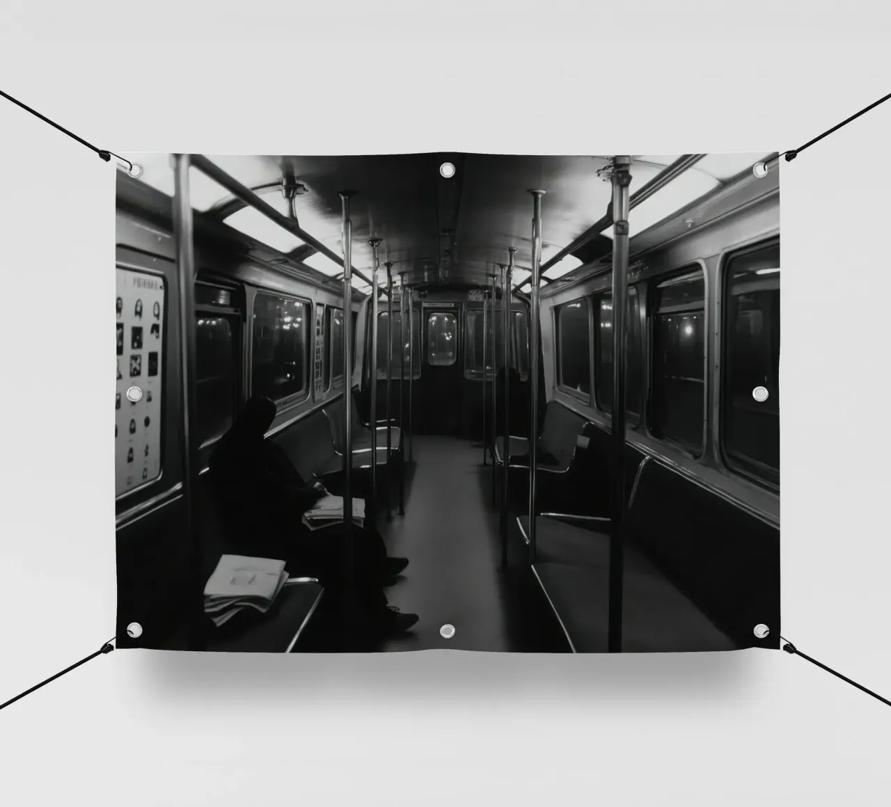 Solitude dans le métro bâche pvc de Black & White