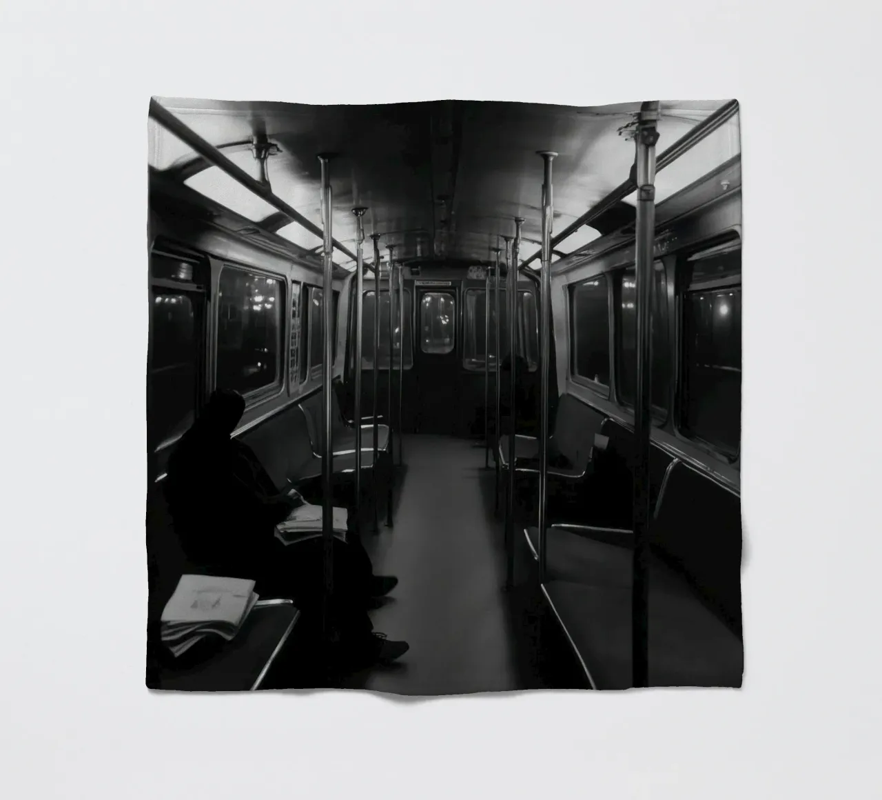 Einsamkeit in der U-Bahn Fleecedecke von Black & White