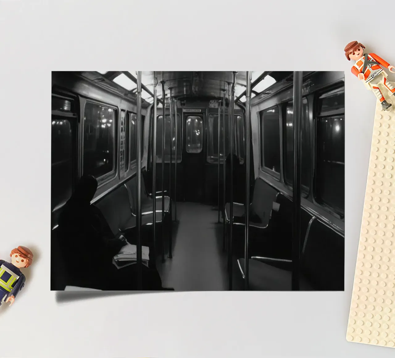 Einsamkeit in der U-Bahn Stickerbogen von Black & White