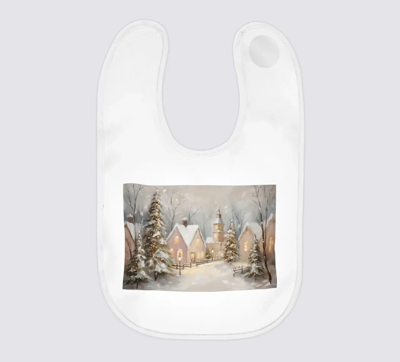 Villaggio d'inverno con luci festose bavaglino da Melloi Art Print