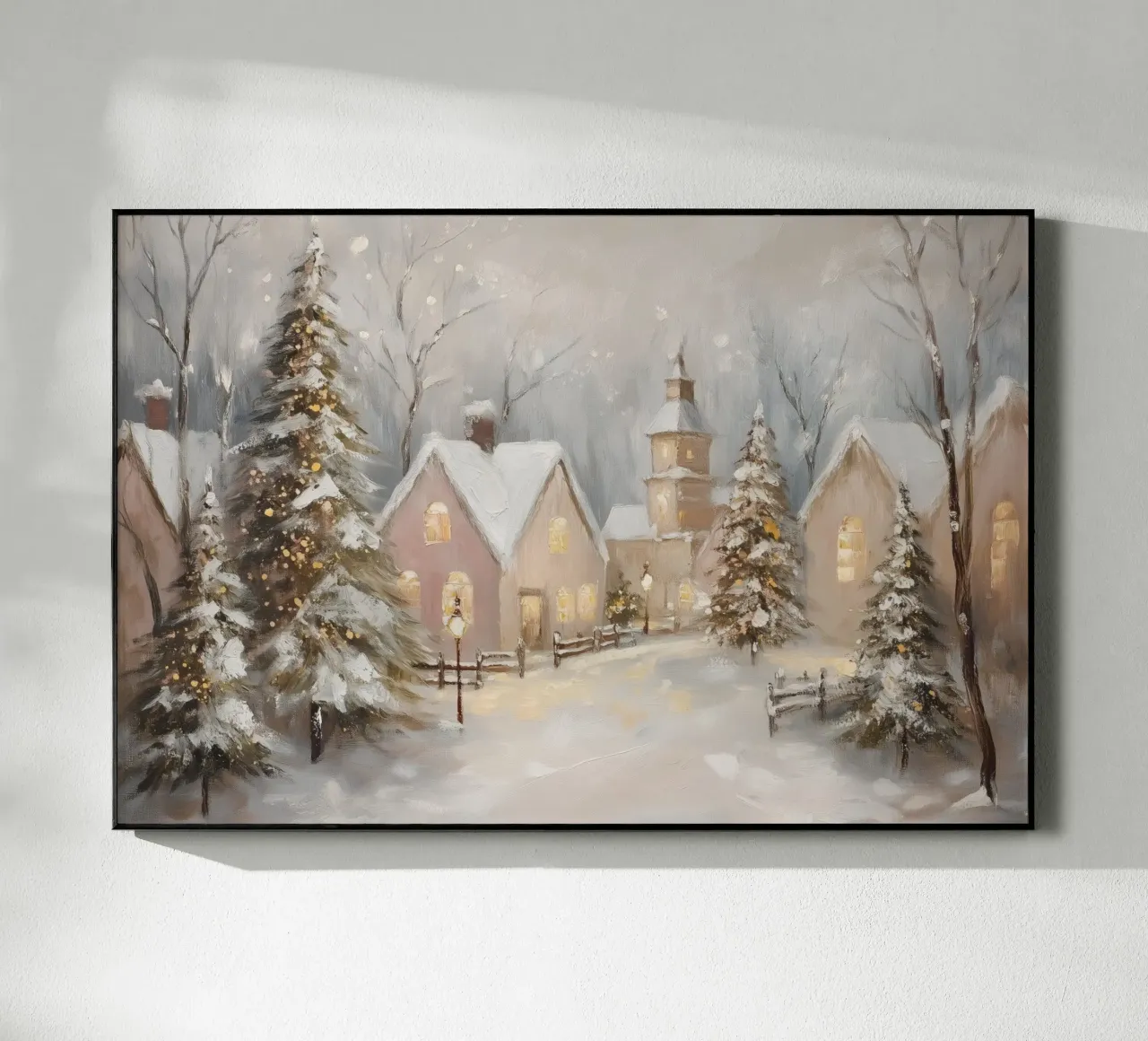Villaggio d'inverno con luci festose plexiglass da Melloi Art Print