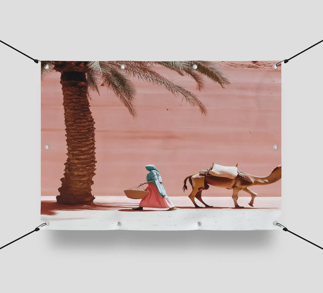 Beduino e cammello nel deserto - Collezione Marrakech telo in pvc da Conde Arte