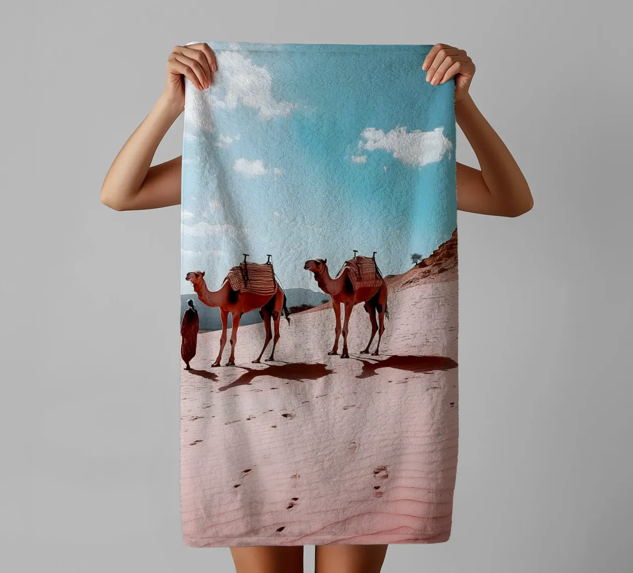 Camels in the desert - Marrakesh Collection towel by Conde Arte
