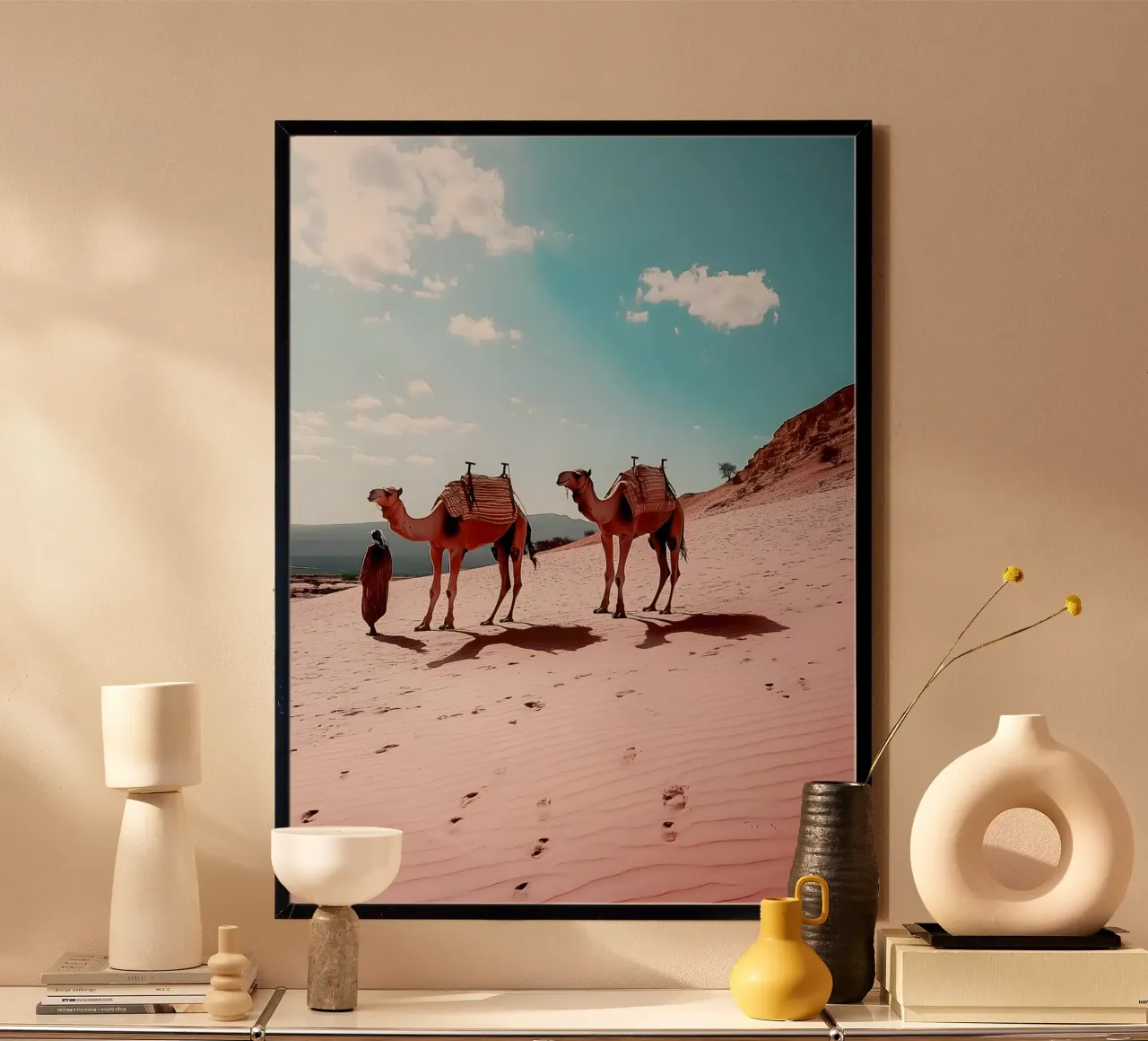 Kamele in der Wüste - Sammlung Marrakesch Hahnemühle von Conde Arte