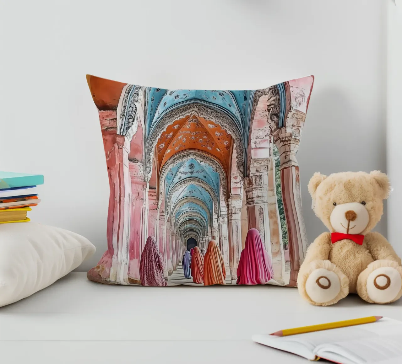 Donne che camminano tra gli archi - Collezione Marrakesh cuscino da Conde Arte