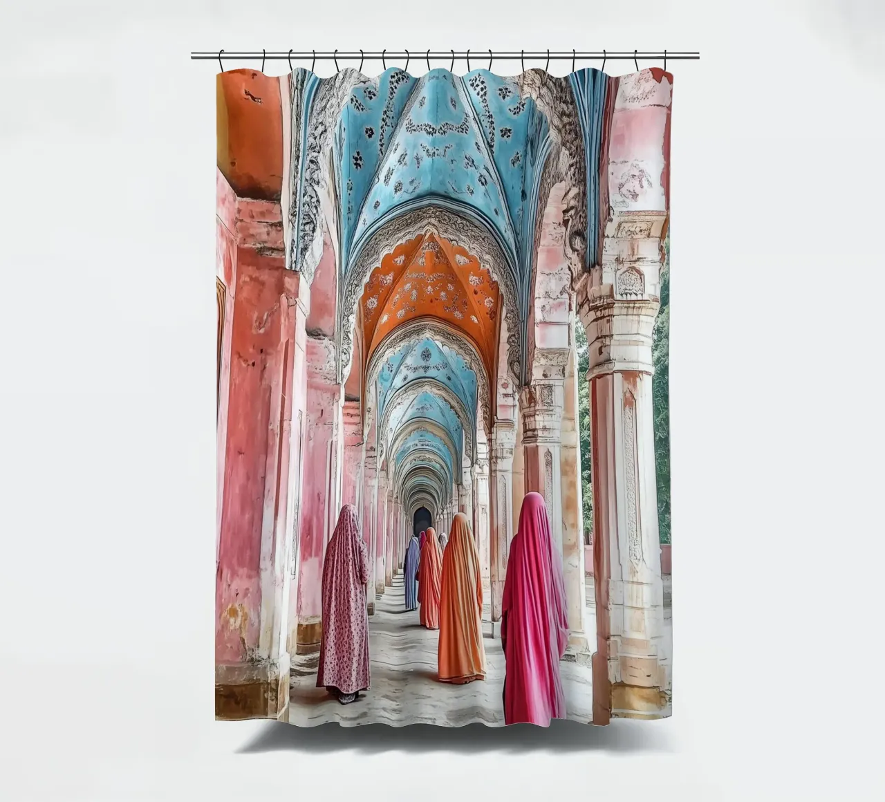 Donne che camminano tra gli archi - Collezione Marrakesh tenda da doccia da Conde Arte