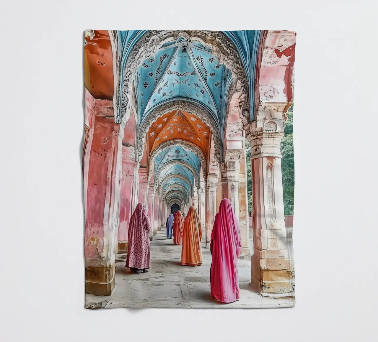 Donne che camminano tra gli archi - Collezione Marrakesh coperta in pile da Conde Arte