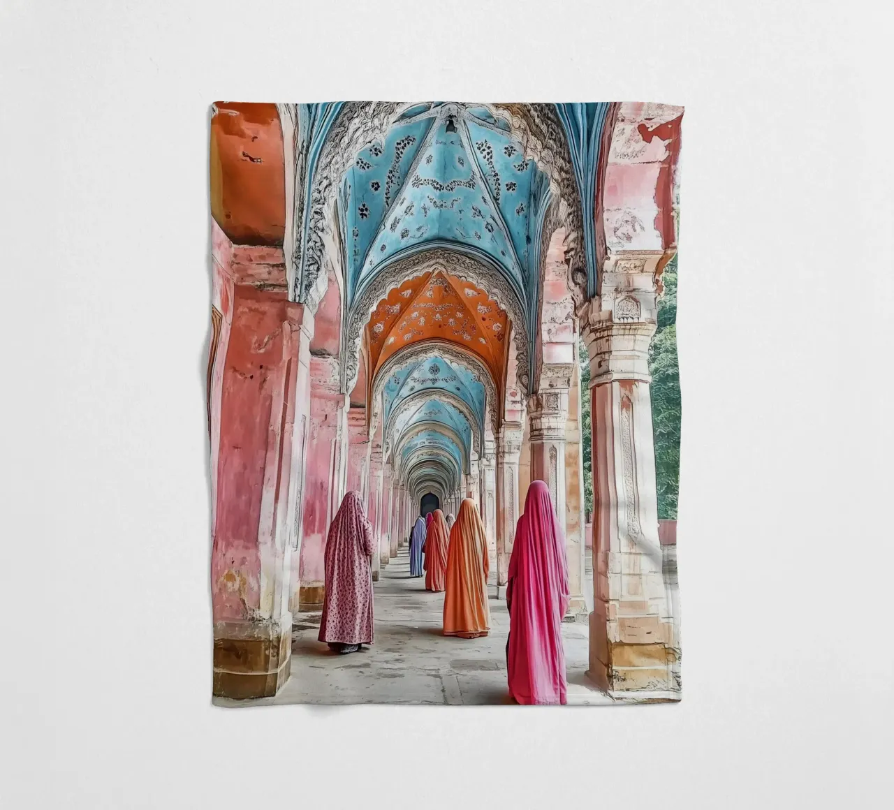 Donne che camminano tra gli archi - Collezione Marrakesh coperta in pile da Conde Arte